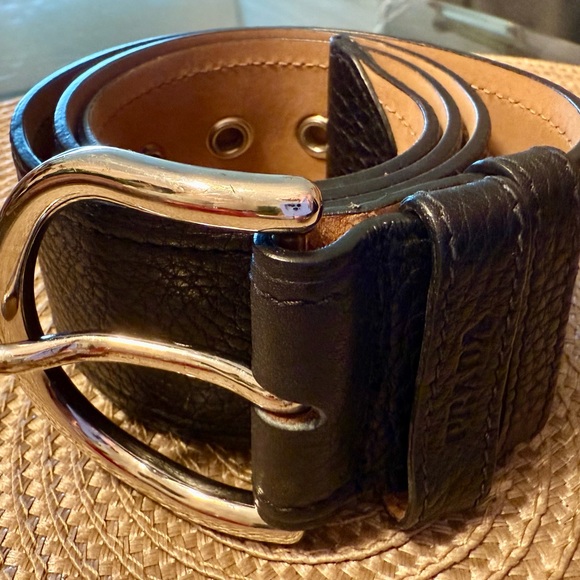 Prada Black and Tan Leather Belt - Picture 3 of 7